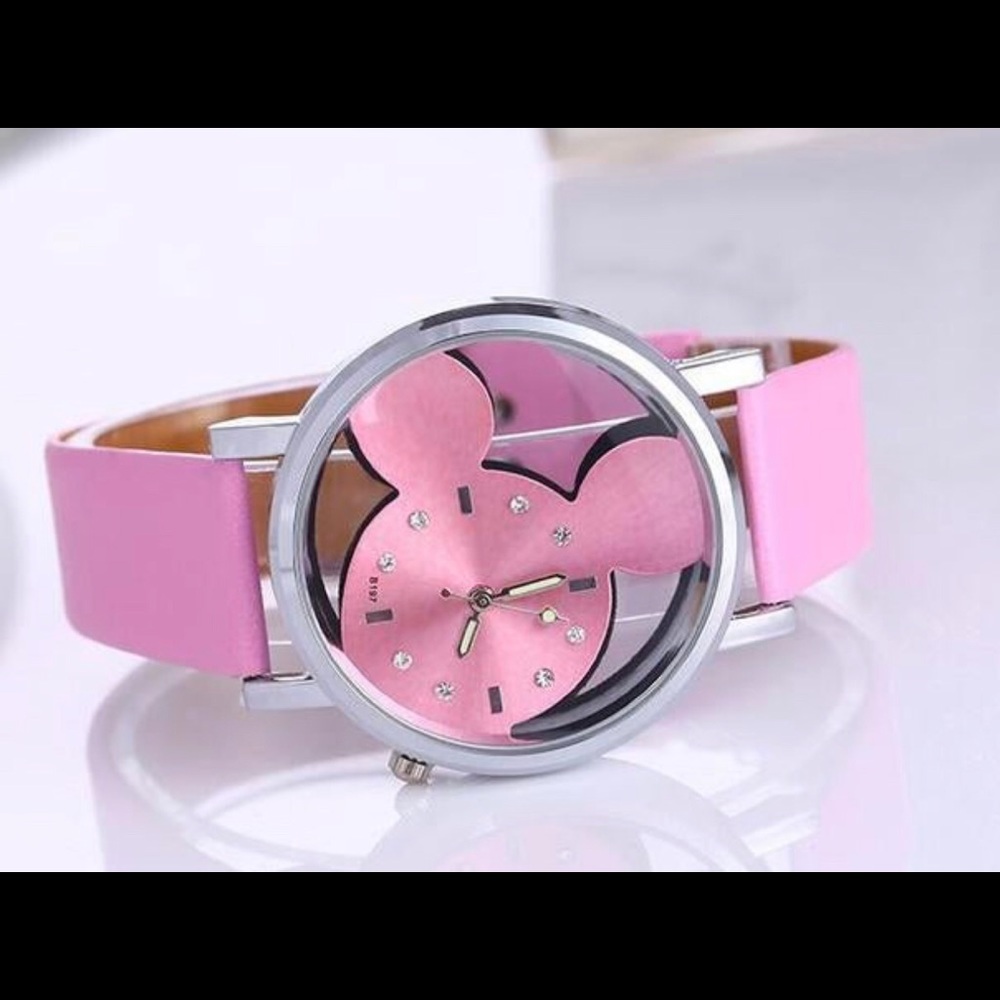Mickey Hollow Watch Quartz. Color Is Pink - Picture 2 of 2